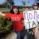 Protesters outside a fundraiser attended by Obama (Robyn Beck/AFP/Getty)